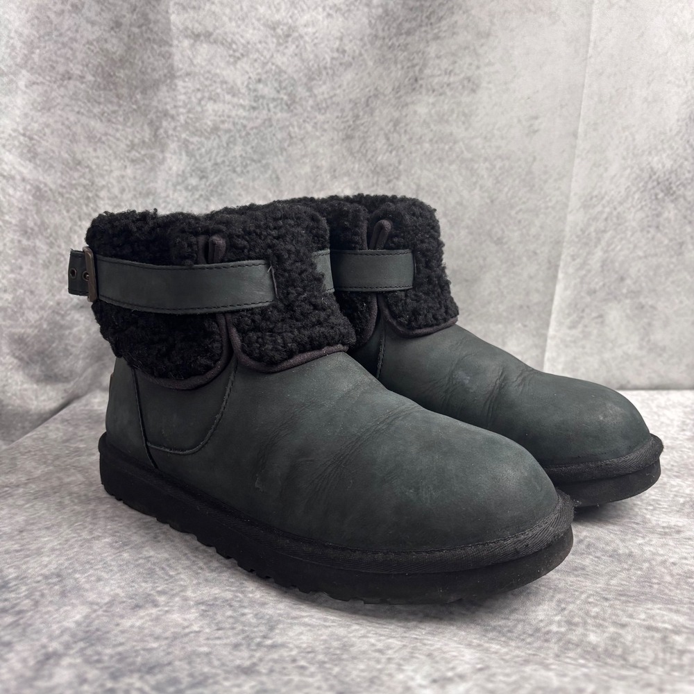 UGG Australia Jocelin Black Suede Sheepskin‎ Lined Ankle Boots 1003919 Size 7